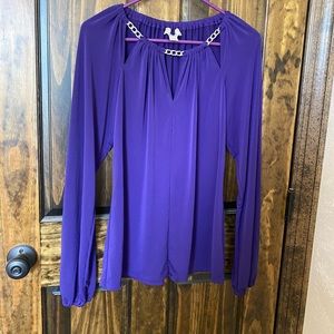 Dark purple Michael Kors blouse with chain and cutout neck design